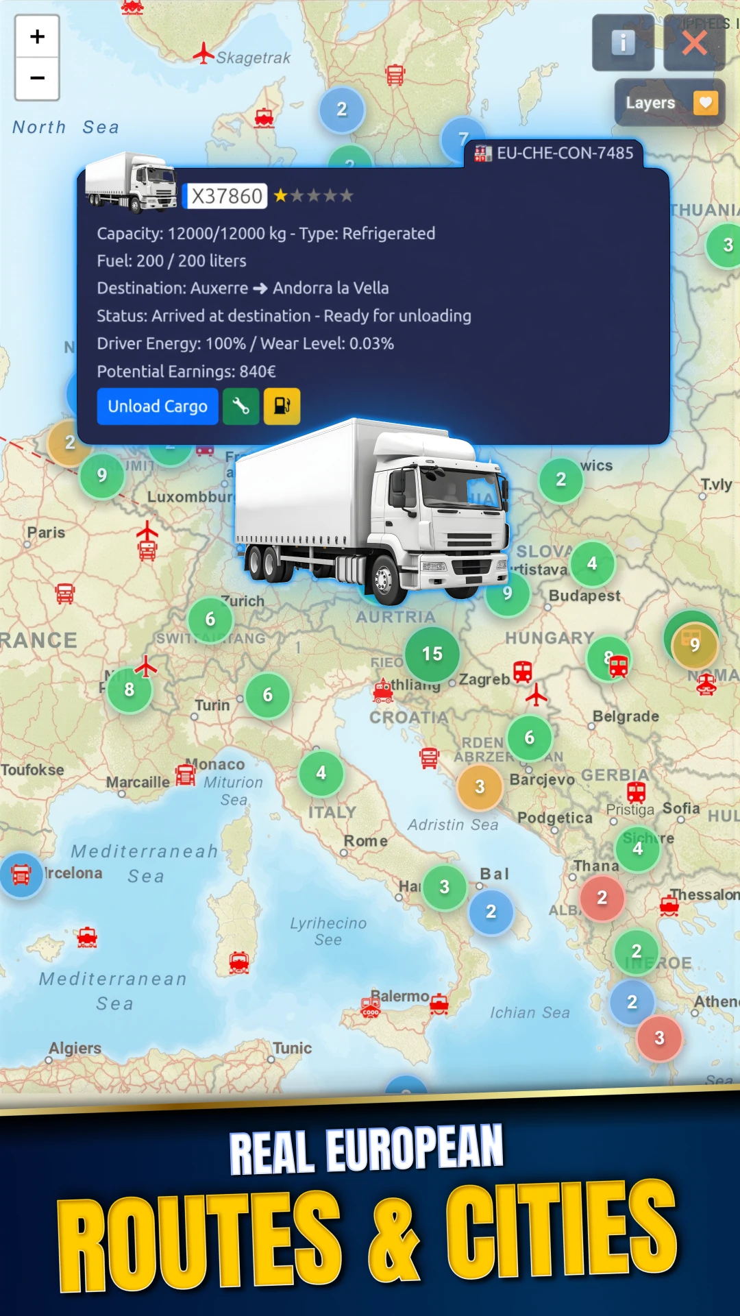 European routes and cities